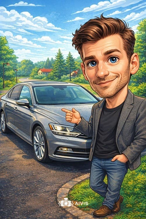 Exemplu caricatură cu mașină 2